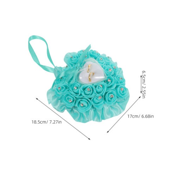 ローズ付きリングピロー、花嫁用2コンパートメント